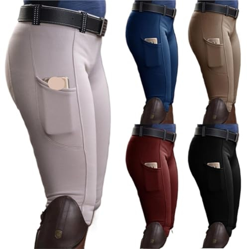 MKLHAVB Pantalons d'équitation for Femmes et Hommes, Pantalons Taille Haute, Culottes d'équitation élastiques(Red,S)
