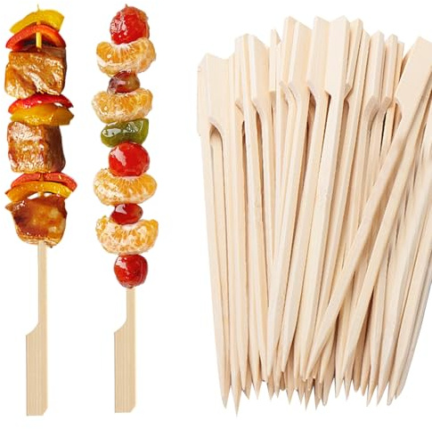 200 Pcs Brochetas Barbacoa, 18 cm Palitos para Pinchos de Maderas, Brochetas de Madera para Picar, Palos de Madera para Grill, Parrilla, Buffet de Fiesta, Fruta, Aperitivos