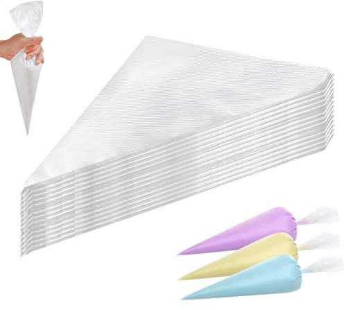 Mangas Pasteleras Desechables, Bolsas para Decorar Pasteles, Tartas y Galletas, Set de 100 Piezas, 30 x 20 cm, Ideal para Hornear en Casa