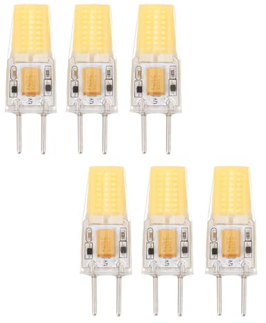 Mtlavishness GY6.35 Bombilla 5W Ahorro de energía Protección ocular Bombilla COB para lámpara de techo Lámpara de pared Lámpara de mesa 6 piezas AC DC12V (Luz Natural)