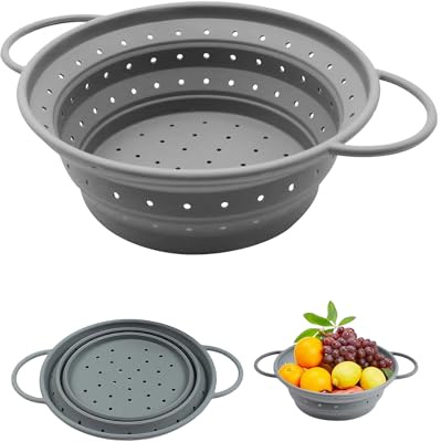 Ceeyoll Colador 28 Cm de Diámetro,Fabricado en Silicona,Fácil de Limpiar,Plegable,Robusto y Duradero,Adecuado para Escurrir Pasta,Frutas y Verduras