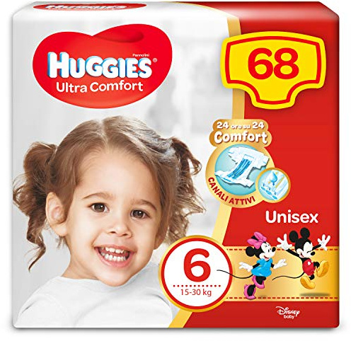 Huggies Huggies Pannolini Ultra Comfort, Taglia 6 (16-30 Kg), Confezione Da 68 Pannolini - 2630 g