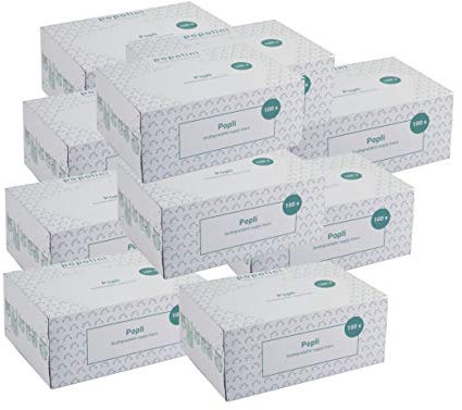 10 x Popli Box Einweg-Windelvlies, 10 x 100 Blatt (1000 Blatt) Windeleinlage für Stoffwindeln