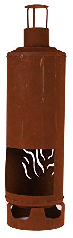 UNUS Chimenea de jardín con aspecto oxidado, diámetro de 28 cm, decoración para su jardín, color marrón