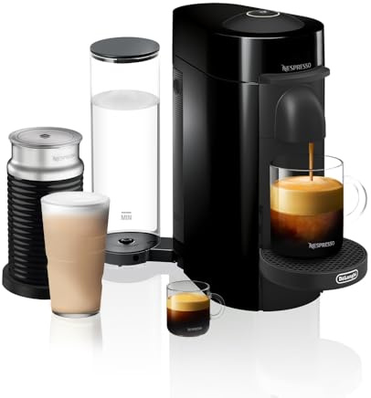 Nespresso VertuoPlus Coffee and Espresso Machine by De'Longhi with Milk Frother, Ink Black