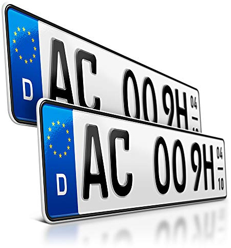 schildEVO 2 Kfz Kennzeichen | Saison + Historisch | H | OFFIZIELL amtliche Nummernschilder | DIN-Zertifiziert – EU Wunschkennzeichen mit individueller Prägung | Autokennzeichen | DHL Versand