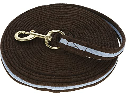 Covalliero guinzaglio da addestramento Soft, 8 m, Marrone/Azzurro, Tessuto Misto, Cavalli, moschettone Girevole, con Passante