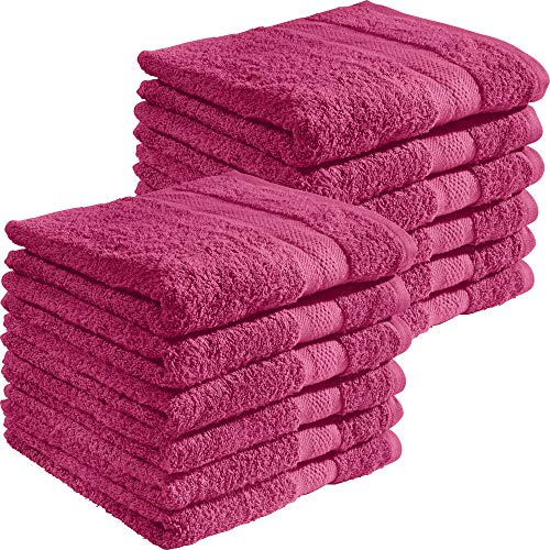 REDBEST Handtuchset, Frottierset 12er-Pack Chicago Fuchsia Größe 50x100 cm - saugstark, strapazierfähig, ideal für Reisen, Sport (weitere Farben)