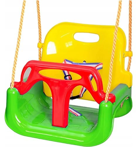 Altalena per bambini COIL 3 in 1 con seggiolino regolabile e crescente, altalena da giardino per bambini con schienale e cintura di sicurezza Carico massimo 60 kg - Altalena Per Bambini (verde)
