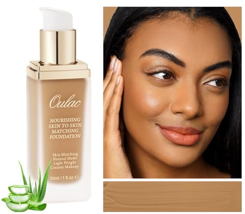 Oulac Foundation Make Up, Foundation Changing Skin Color, Langanhaltend flüssige Foundation, mit Aloe Vera und, leicht und atmungsaktiv, Vegane Foundation 30ml, Farbton: 16 Caramel