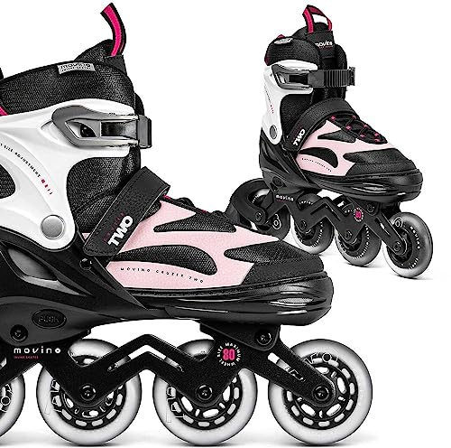 Movino Inline Skates Cruzer Two Rollers en Ligne Réglables Inline Skates pour Femmes Filles Garçons Patins Inline pour Adolescents et Adultes Grandes Roues 80 mm Patin A Roulette, L (38-41)