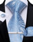 DiBanGu Blau Krawatte für Herren Seiden Hellblau Paisley Krawatte und Einstecktuch Krawattenklammer mit Manschettenknöpfen für Hochzeit Geschäftsfeier