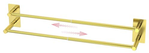 Porta Asciugamani Bagno, Portasciugamani da Parete Estensibile 40-75cm, Acciaio Inox Portaasciugamano da Bagno Adesivo, Doppio Porta Asciugamano Senza Foratura, per Bagno Cucina - Oro