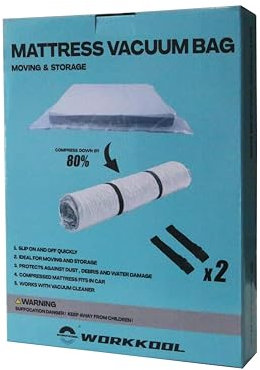 WORKKOOL Schiuma/lattice materasso vuoto borsa per il movimento, stoccaggio, vuoto guarnizione materasso borsa con cinghia (per materasso 180/190 x 200 cm)