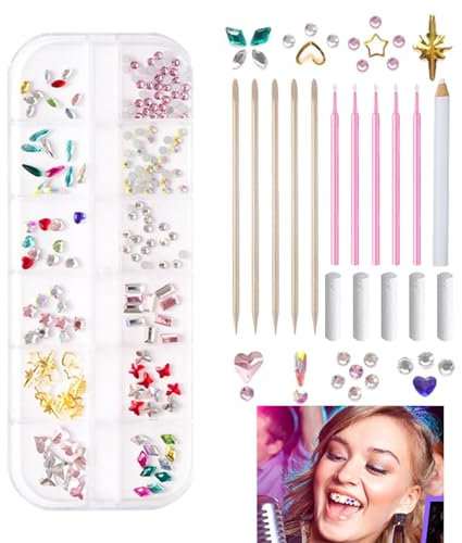 Zahnschmuck Set, Zahnstein Schmuck Zahnbohrer-di-y-Set Zahn-Edelstein-Set Abnehmbarer Zahnschmuck Zahn Aufkleber Für Zahnverzierungs-Dekoration Geschenke Für Freunde Und Familie