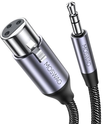 MOSWAG 3.5mm to XLR Female Cable - 6FT Balanced Cable, 3.5mm to 3-Pin XLR Interconnect Adapter for Computer, Speakers, Microphone, Sound Card