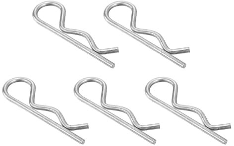 sourcing map 5 pasadores de resorte en forma de R de acero inoxidable 304 de 6 mm x 120 mm, clips R para electrodomésticos, equipos deportivos, reparación de mecánicos de automóviles (plateado)