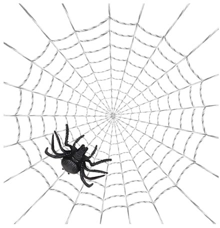 AKH® 5ft Giant Spider Web with Realistic Halloween Spider Web Decoration for Indoor and Outdoor Use, Scary Yard Decor, Perfect for Halloween Parties and Haunted Houses