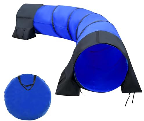 Bebegigi 10 Foot Dog Agility Tunnel with Sandbags, 24 Inch Open Indoor Outdoor Dog Agility Training Equipment for Large Medium Small Dogs