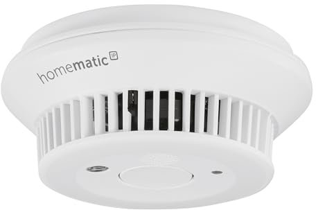 Homematic IP Smart Home 156587A0 Détecteur de fumée avec étiquette Q - Alarme Locale Via la sirène et Notification Push dans l'application Smartphone - Éclairage de Secours LED intégré