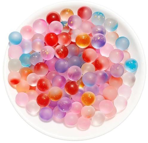 BaiDekun 100 canicas de vidrio, canicas de cristal de 10 mm, coloridas, juego de canicas para niños, canicas para coordinación y decoración de ojos y manos, canicas para niños para interiores y