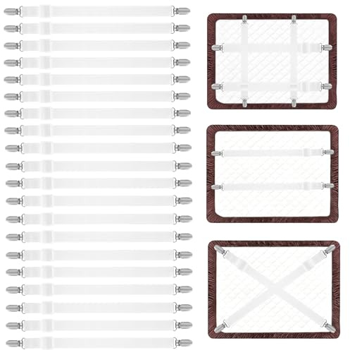 mauuuba 20 Pz Ferma Lenzuola, Bretelle Clip per Lenzuola, 65-240 cm Regolabili Elastici Lenzuolo Clip per Fissaggio Lenzuolo, Letto e Divano, Coprimaterasso, Coperte, Tendi Lenzuola Matrimoniali