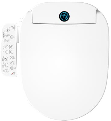 Bostar Asiento de Inodoro Inteligente Eléctrico, 5 Modos de Limpieza/Asiento Calefactado/Secado con Aire Caliente/Tapa de cierre lento Tapa WC con Pantalla digital, Confort y Elegancia (Forma U)