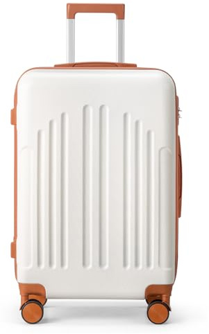 LEADZM Valise Grande Taille Rigide en ABS (Beige-Brun, XL/75cm) | Bagage Suitcase Rigide avec 4 roulettes Spinner