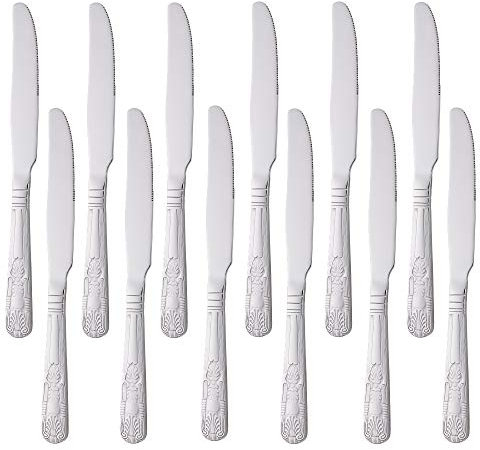 Buyer Star Coltelli da Dessert in Argento, Set di Posate da 12 Pezzi, Modello a Forma di Conchiglia