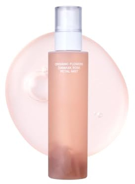 Whamisa Organic Flowers Damask Rose Petal Mist – Wasserfreier Gesichtsspray, fermentierte Postbiotika, Feuchtigkeitspflege, tragbar & erfrischend (100 ml)