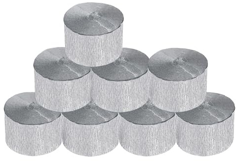 Lot de 8 rouleaux de papier crépon argenté pour décoration de mariage, anniversaire, fête prénatale, Noël, Nouvel An, remise de diplôme, 4 juillet, fournitures de bricolage arc-en-ciel, décoration de