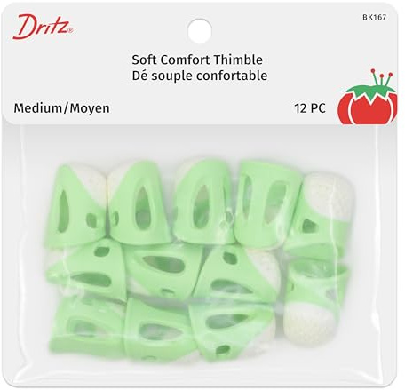 Dritz Soft Comfort Thimbles, Medium, Green, 12 pc