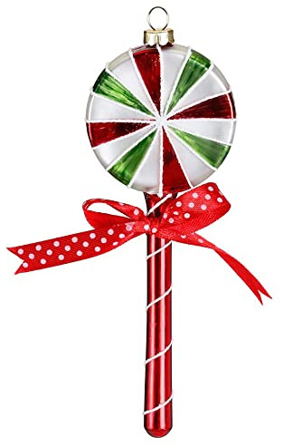 Inge Glas Magic Christbaumschmuck Lollipop 14,5cm | Weihnachtsbaumfigur Bonbon Weihnachtskugel | Süßigkeit (rot)