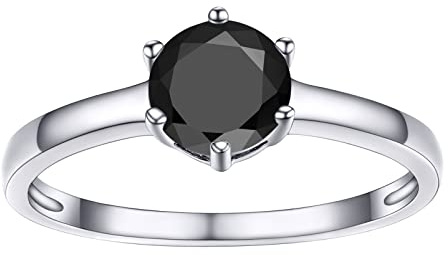 PROSILVER Anillo Precioso CZ 1 ct de Promesa Boda, Anillo Mujer Plata de Ley Seis Garras Tallas 49/52/54.4/57/59/62/64/67