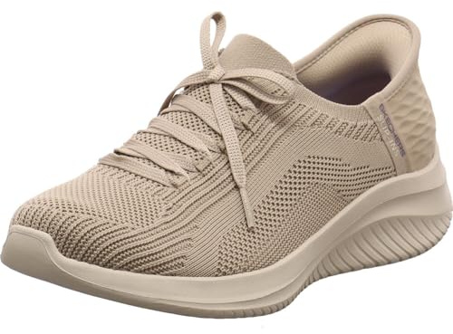 Skechers Women's Ultra Flex 3.0 Brilliant Path Slip-On Sneakers, Taupe Knit/Trim, 8 UK
