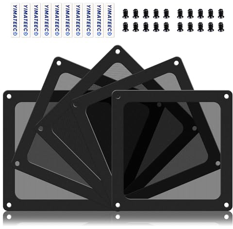 YIMATEECO Dammfilter 90 mm för datorkylare fläkt/PSU/routrar, 5-pack magnetisk PC-fläkt dammskydd nylon 80 nät dammtät PC kylfilter fläktgrillar (nylon, 90 x 90 mm, 5 st, svart)