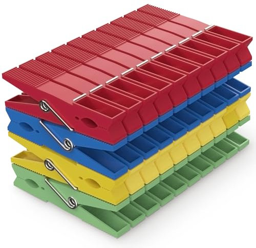 PORTENTUM Mollette per Bucato in Plastica Riciclata, Confezione da 40, Multicolore. Ecologiche e Sostenibili, Resistenti all'Esterno, Lunga Durata, Multiuso, Non Lascia Segni, Dimensioni 7,5x1x2 cm