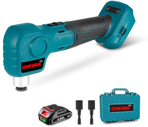 ONEVAN Martillo de uñas con batería de 2000 mAh y cargador, 20 V sin escobillas, martillo eléctrico automático, función de inversa, para clavar clavos y tornillos