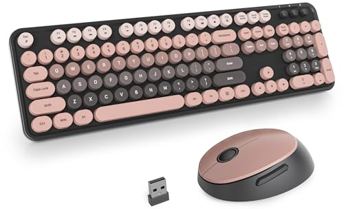 SOLIDEE Trådlöst tangentbord och muspaket,skrivmaskinstangentbord,2.4GHz runt tangenthatt med numerisk knappsats,104 tangenter fullstor ergonomisk tangentbord(US Layout QWERTY)(Blackberry Gradient)
