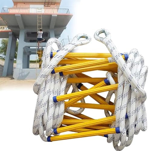 Escalera de emergencia para escape de incendios, escalera de cuerda de escape con mosquetones, para escalada en casa, escape de ventana y balcón, 8 m