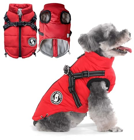 showyond Dog Coats Waterproof Winter Warm Zip Up Dog Coat with Harness Jacket for Puppy Small Medium Large Dogs