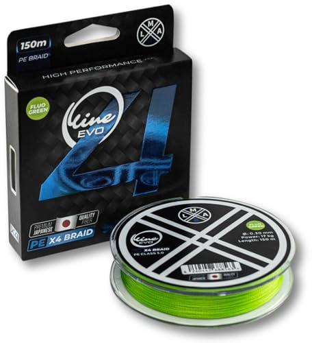 LMAB O-Line EVO PE X8 & X4-0.05 bis 0.37 mm Durchmesser - geflochtene Angelschnur 8fach & 4fach geeignet zum Angeln auf Hecht Zander Angel Schnur (4-Fach geflochten, 0.26 mm | 13.0 kg | 150 m)