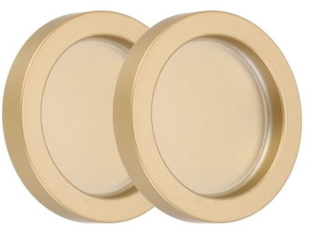 QUARKZMAN 2PCS Maniglie rotondo Per Porte Doccia In Vetro Scorrevole, Maniglie Per Porte Bagno Back-To-Back In Lega Di Alluminio, Adesive A Stick Per Porte Scorrevoli Tasche, Oro