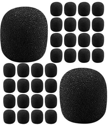 BESPORTBLE Copertura Antivento per Microfono Auricolare 200 Pezzi Spugna Mini 30X22X8Mm Nera Protezione Schiuma ad Alta Densità per Riduzione Rumore Vento Isolamento Acustico per Riunioni