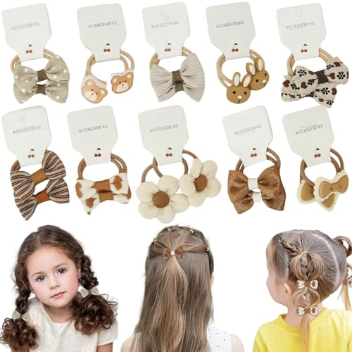 20 Pcs Baby Hair Bands, Toddler Hair Bobbles | Girls Scrunchies | Small Non-Metal Elastics for Ponytails (Style A)