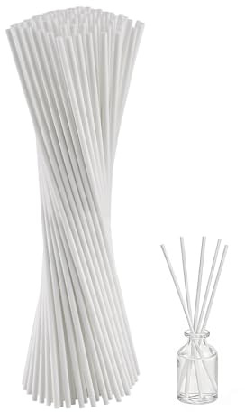Admygo 100pcs Reed Diffuser Sticks, 7.8 Inch Rattan Wood Sticks, Diffuser Refills, Thick Room Diffuser Sticks for Essential Oil, Fibre Reeds for Diffusers, Replacements for Home, Office (White)