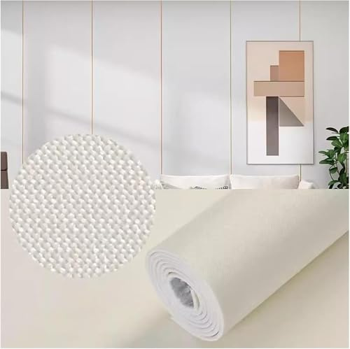 Papel Tapiz De Tela De Hierba Pelar Y Pegar,Papel Tapiz Texturizado De Tela De Lino,Pegatina De Pared De Tela De Techo Insonorizada,Paneles De Pared Autoadhesivos Imp, White, L2.8mxW0.65m
