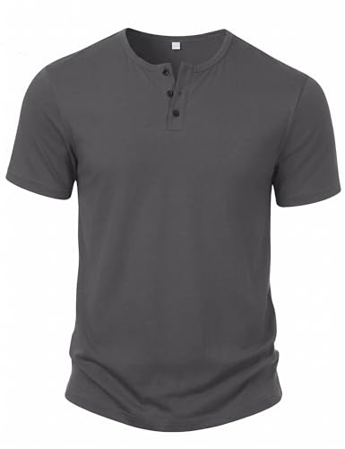 iClosam Mens T Shirt Short Sleeve Henley, Slim Fit Cotton Stretch Basic Tee, Casual Summer Top for Everyday Wear and Going Out
