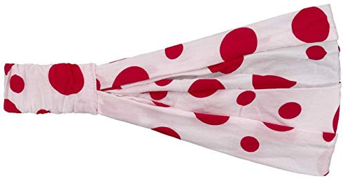 Lipodo 3 in 1 Dots Kinder Headband Damen/Kinder - One Size ca. 53-56 cm - Stirnband waschbar - Haarband mit Gummizug - leichtes Kopftuch - Bandana Frühjahr/Sommer weiß-rot One Size