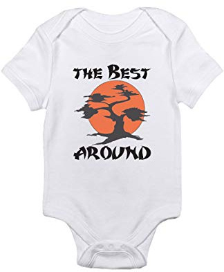 TeeNow - The Best Around - Karate Kid Inspired Baby Infant Bodysuit - Boy/Girl (3-6 Months, White)